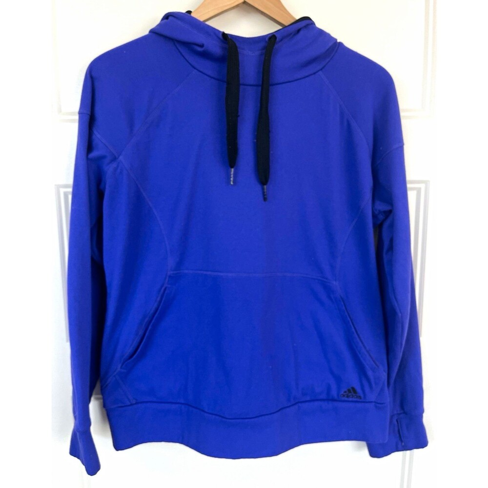 adidas Womens Purple Pullover Hoodie Sweatshirt Size Large Cowl Neck Active
